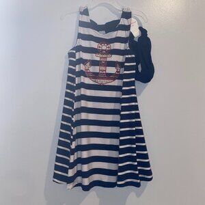 Tommy Bahama Girls Striped Dress size 4T Navy Blue White Nautical Kids Bow